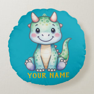 Schattigee Dino gepersonaliseerd Rond Kussen
