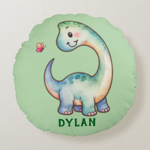 Schattigee Dino gepersonaliseerd Rond Kussen
