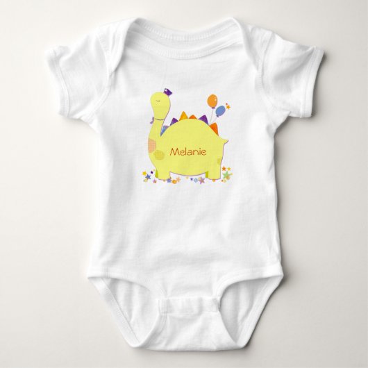 Schattigee Dino gepersonaliseerde naam Baby Creepe Romper (Voorkant)