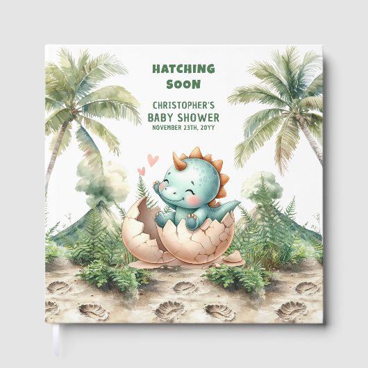 Schattigee Dino Hatching Soon Baby shower Boek (Voorkant)