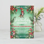 Schattigee dino Kerstman Kerstfeest sneeuwfeest jo Save The Date (Staand voorkant)