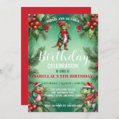 Schattigee dino Kerstman Kerstfeest sneeuwfeest jo Save The Date (Voorkant / Achterkant)