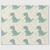 Schattigee Dino Kerstverlichting Jongens & Kindere Cadeaupapier (Vlak)