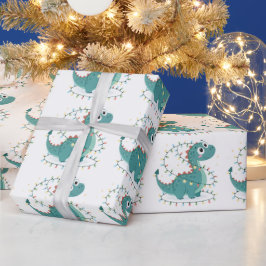 Schattigee Dino kerstverlichting Kinder & Boy Cadeaupapier