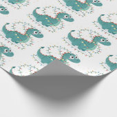 Schattigee Dino kerstverlichting Kinder & Boy Cadeaupapier (Hoek)
