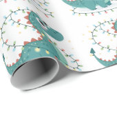Schattigee Dino kerstverlichting Kinder & Boy Cadeaupapier (Rol Hoek)