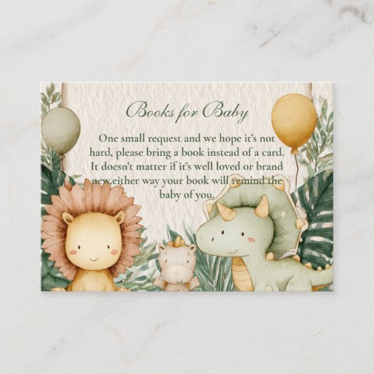 Schattigee Dino Oerwoud Boeken voor Baby Informatiekaartje (Voorkant)