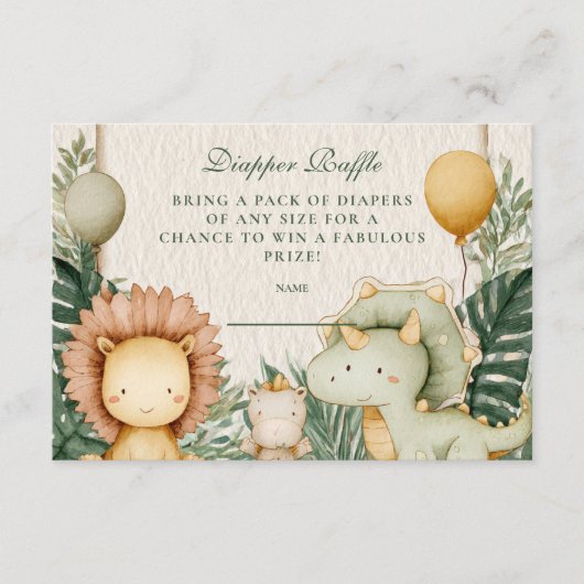 Schattigee Dino Oerwoud Diapper Raffle Informatiekaartje (Voorkant)