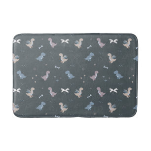 Schattigee Dino Patern Blauw Grijs Bad Mat