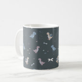 Schattigee Dino Patern Blauw Grijs Mok (Voorkant links)