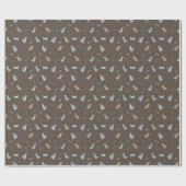 Schattigee Dino Patern Bruin Wrapping Paper Roll Cadeaupapier (Vlak)