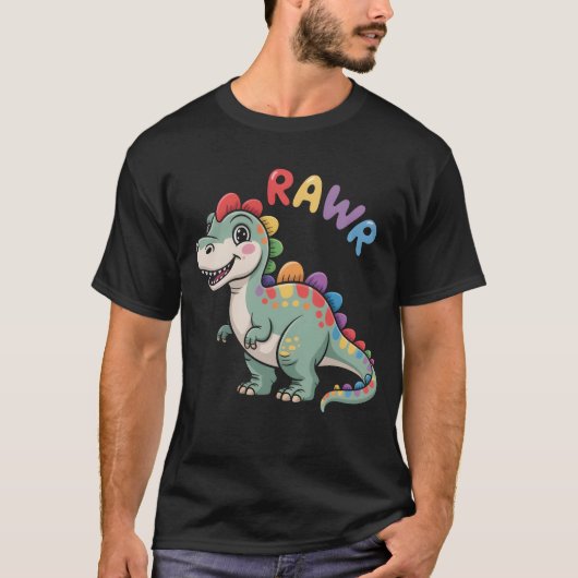Schattigee Dino Rawr Dinosaur Roaring Funny Kind D T-shirt (Voorkant)