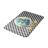 Schattigee Dino rijden een race auto gepersonalise Badmat (Gekanteld)