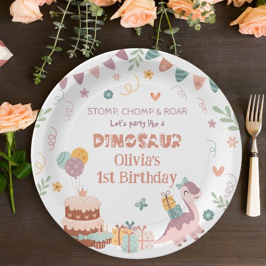 Schattigee Dino Roar verjaardagsfeest Borden Papieren Bordje