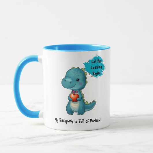 Schattigee Dino Rugzak Sticker voor Kinderen Mok (Links)