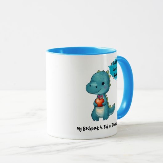 Schattigee Dino Rugzak Sticker voor Kinderen Mok (Voorkant rechts)