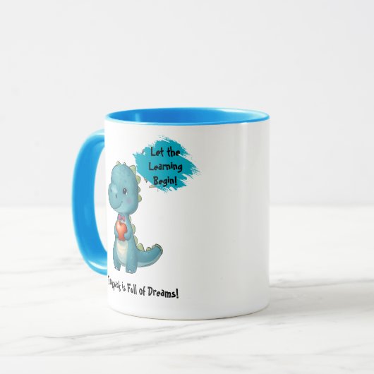 Schattigee Dino Rugzak Sticker voor Kinderen Mok (Voorkant links)