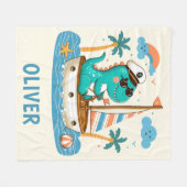 Schattigee Dino Trex nautische zeilboot kapitein Fleece Deken (Voorkant (Horizontaal))