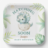 Schattigee Dino Triceratops Dinosaur Boy Baby show Papieren Bordje (Voorkant)