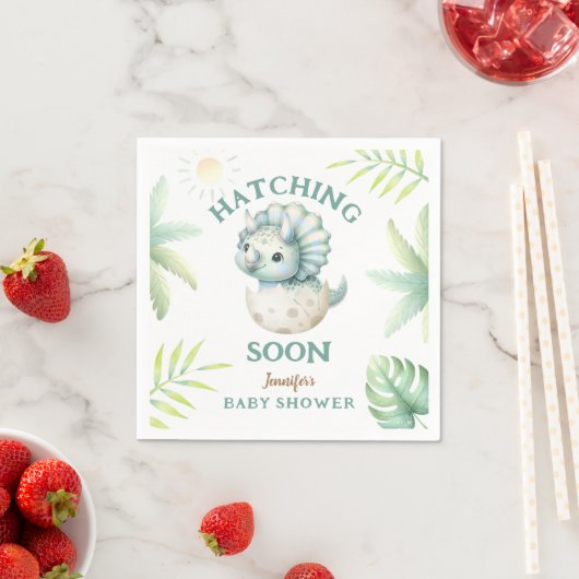 Schattigee Dino Triceratops Dinosaur Boy Baby show Servet (Insitu)