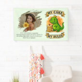 Schattigee Dino Verjaardag Queen My Cake My Rules Spandoek (Insitu)