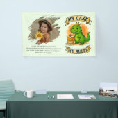 Schattigee Dino Verjaardag Queen My Cake My Rules Spandoek (Beurs)
