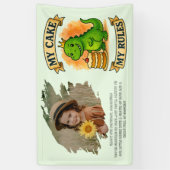 Schattigee Dino Verjaardag Queen My Cake My Rules Spandoek (Verticaal)