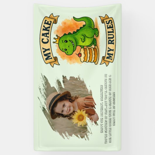 Schattigee Dino Verjaardag Queen My Cake My Rules Spandoek (Verticaal)