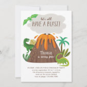 Schattigee Dino Volcano Oerwoud Verjaardagsfeestje Kaart (Voorkant)