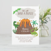 Schattigee Dino Volcano Oerwoud Verjaardagsfeestje Kaart (Staand voorkant)