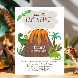 Schattigee Dino Volcano Oerwoud Verjaardagsfeestje Kaart