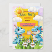 Schattigee DIno wilde bloem Dinosaurussen 1e Verja Save The Date (Voorkant)