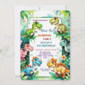 Schattigee DIno wilde bloem Dinosaurussen 1e Verja Save The Date (Voorkant)