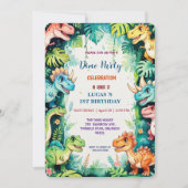 Schattigee DIno wilde bloem Dinosaurussen 1e Verja Save The Date (Voorkant)