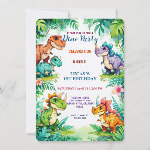 Schattigee DIno wilde bloem Dinosaurussen 1e Verja Save The Date