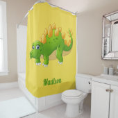 Schattigee Dinosaur aangepaste naam & kleur douche Douchegordijn (In situ)