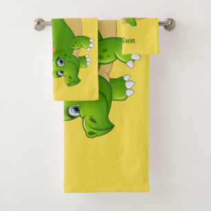 Schattigee Dinosaur aangepaste naam & kleur handdo Bad Handdoek