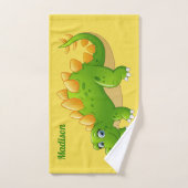 Schattigee Dinosaur aangepaste naam & kleur handdo Bad Handdoek (Handdoek)