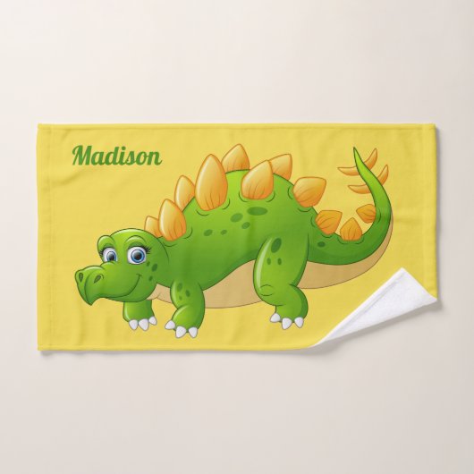 Schattigee Dinosaur aangepaste naam & kleur handdo Bad Handdoek (Handdoek)
