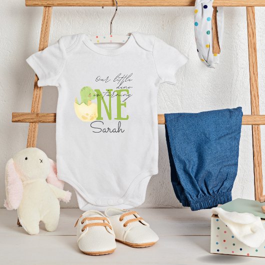 Schattigee Dinosaur Baby gepersonaliseerde naam Romper