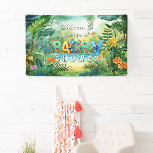 Schattigee Dinosaur Baby shower Banner (Insitu)