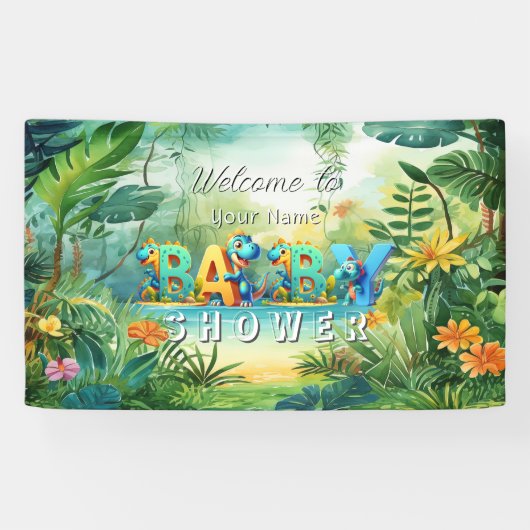 Schattigee Dinosaur Baby shower Banner (Horizontaal)