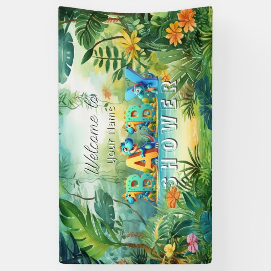 Schattigee Dinosaur Baby shower Banner (Verticaal)