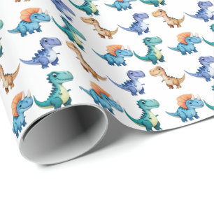Schattigee Dinosaur Balloon Boy vriendenverjaardag Cadeaupapier
