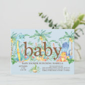 Schattigee Dinosaur Boys Baby shower Uitnodiging (Staand voorkant)