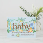 Schattigee Dinosaur Boys Baby shower Uitnodiging (Staand voorkant)