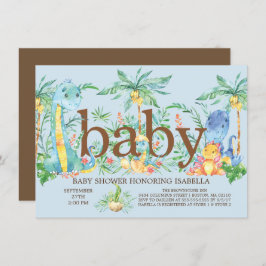 Schattigee Dinosaur Boys Baby shower Uitnodiging