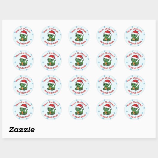 Schattigee Dinosaur Christmas Envelope Seals Ronde Sticker (Vel)