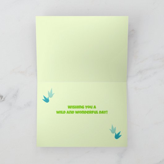 Schattigee Dinosaur Custom Naam en Tekst Kind Verj Kaart (Binnen)