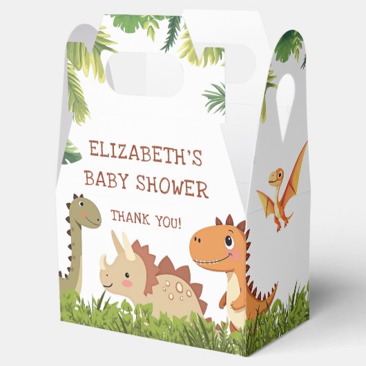 Schattigee Dinosaur Greenery Baby shower gunstbox Bedankdoosjes (Geopend)